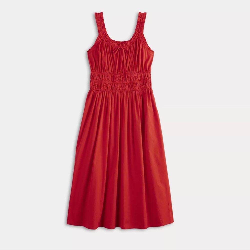 Lauren Conrad Sleeveless Shirred Red  Midi Dress - Size 0X